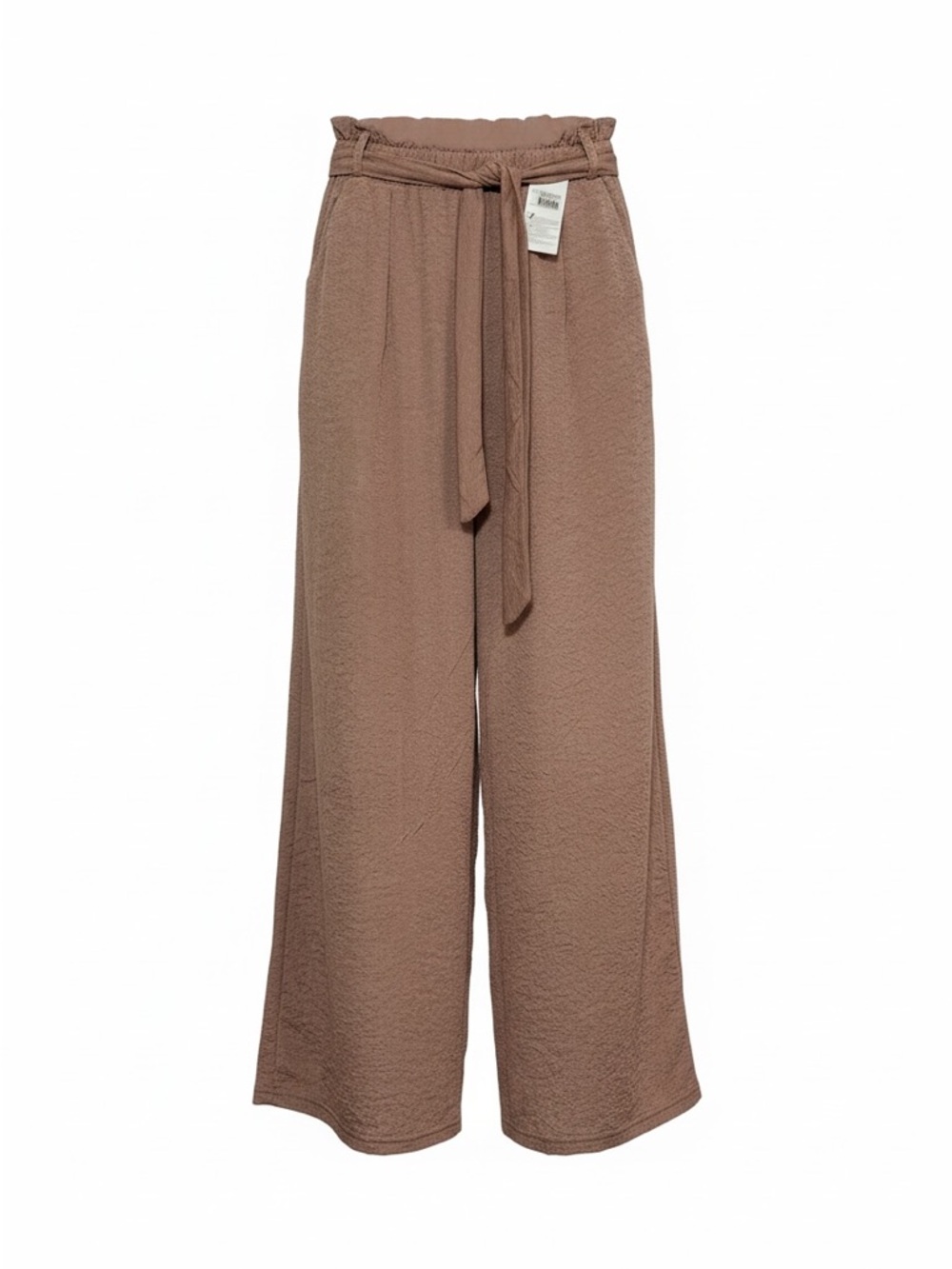 Wide-Leg Paperbag Waist Pants with Tie-Belt